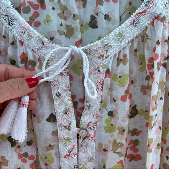 J. Jill Floral Peasant Blouse in Pink, Olive & Coral - Picture 5 of 14